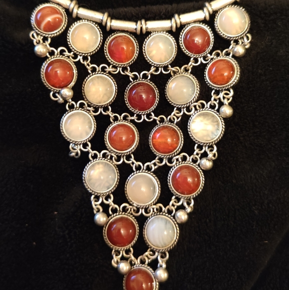 NWT Free People Brighton Stone Collar Necklace RED - Picture 4 of 5